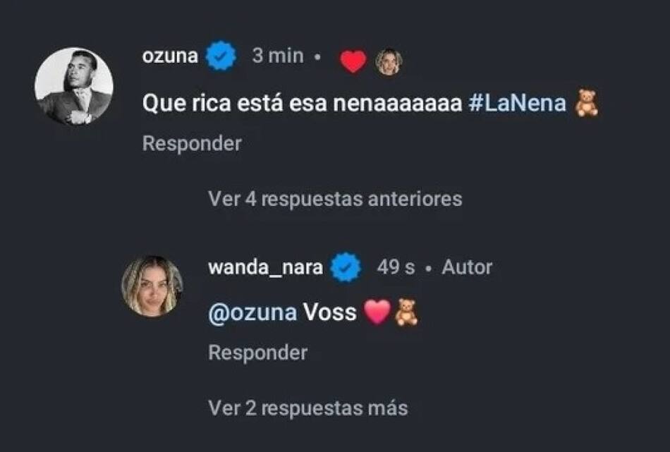 Mensajes entre Wanda Nara y Ozuna. Foto: NA.