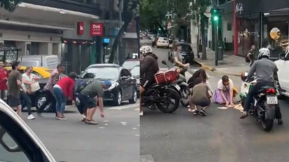 Un hombre en moto iba perdiendo miles pesos y recuperó todo gracias a la ayuda de los vecinos . Foto: X/@KerenLePic