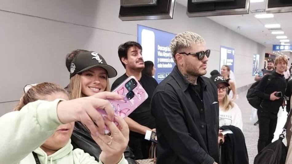 La China Suárez y Mauro Icardi en el Aeropuerto de Ezeiza. Foto: NA.