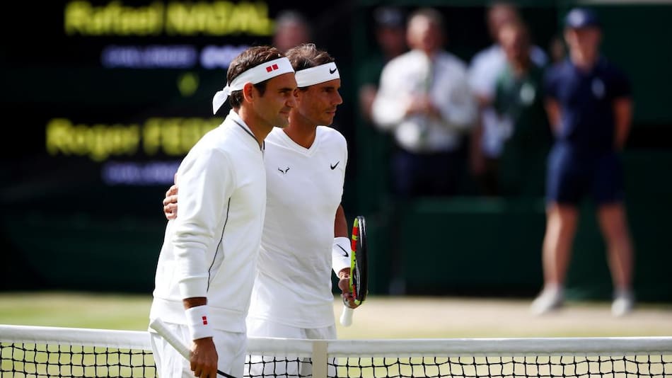 Roger Federer y Rafael Nadal en Wimbledon.