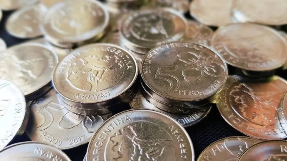 Monedas de 5 pesos.