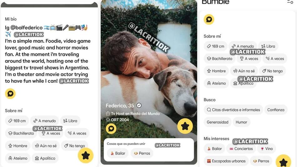 Fede Bal fue encontrado en una app de citas. Fuente: NA