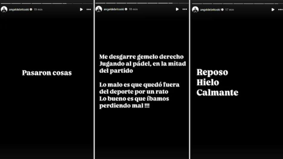 Anuncio de Ángel De Brito sobre su lesión.