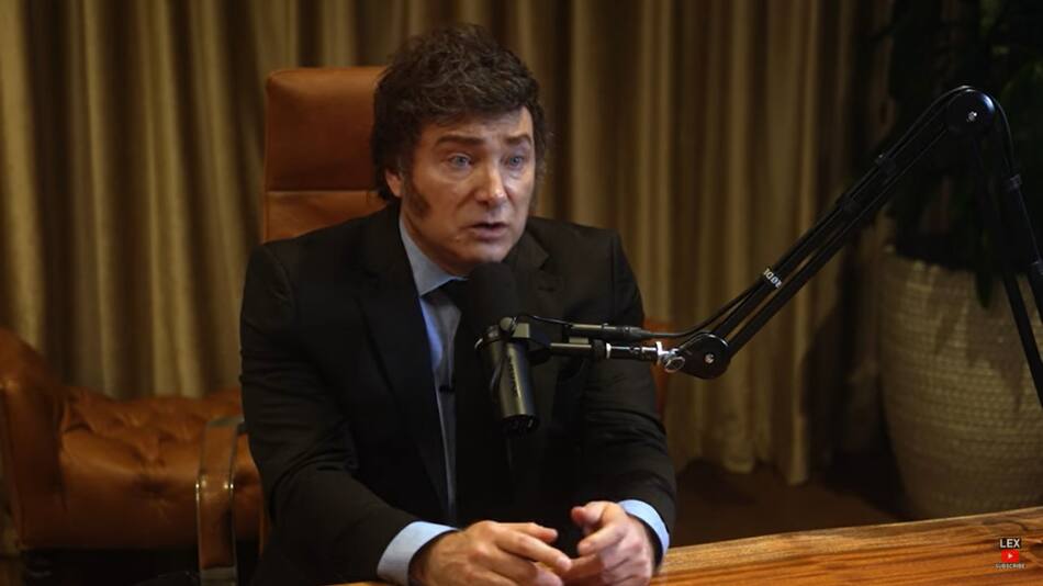 La entrevista completa de Javier Milei con Lex Fridman. Foto: Captura.