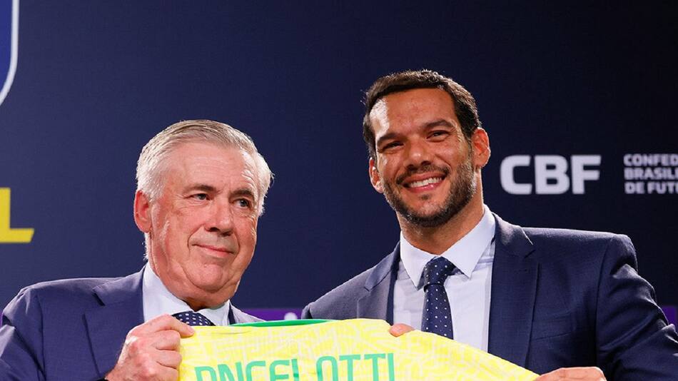 Presentación de Ancelotti como DT de Brasil. Foto: X @CBF_Futebol