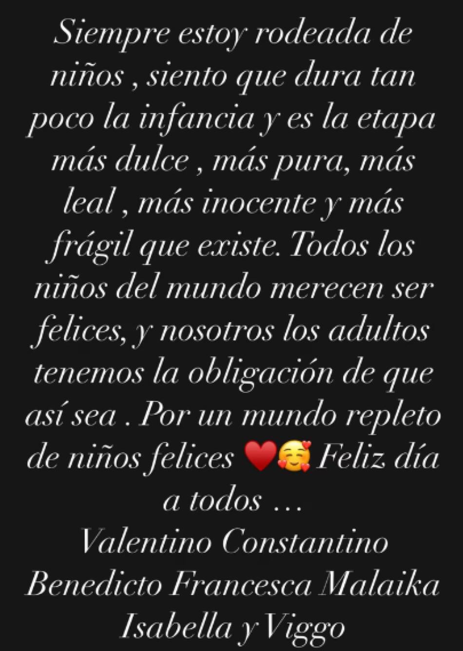 El posteo de Wanda Nara sobre el Día el Niño. Foto: Instagram.