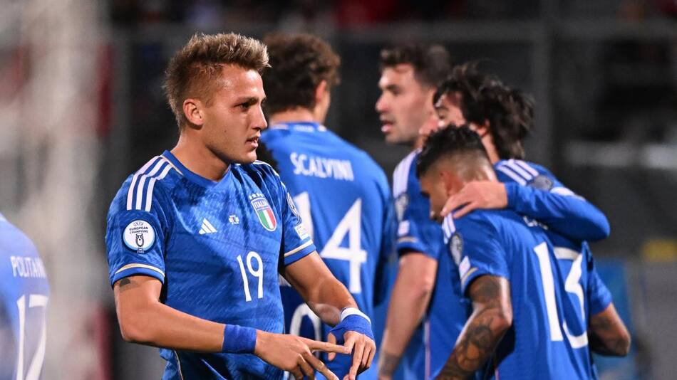 Festejo de Mateo Retegui; Malta vs. Italia. Foto: Reuters.
