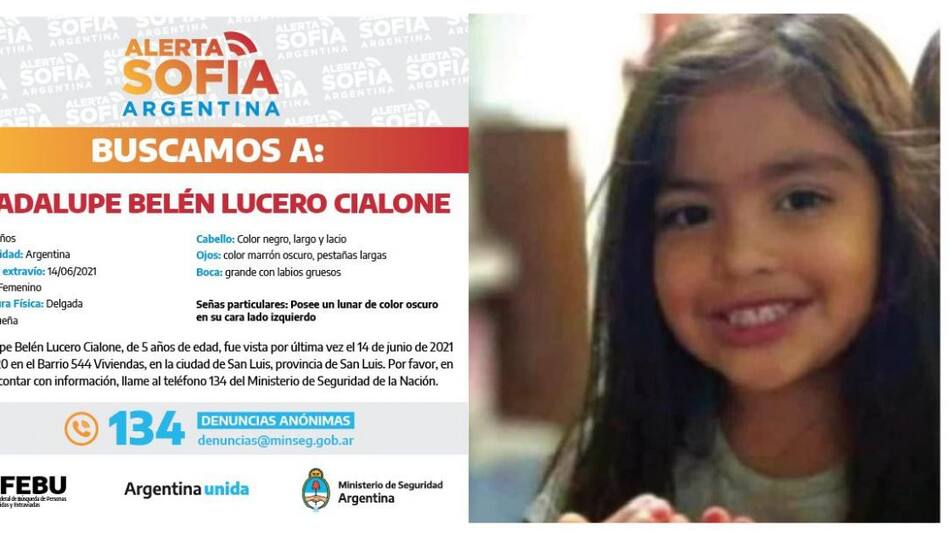 Alerta Sofia por la desaparición de Guadalupe Lucero