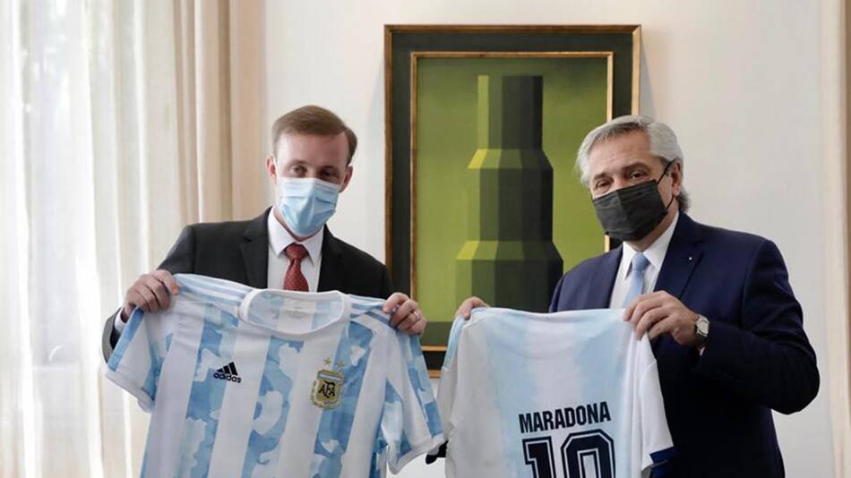 Alberto Fernández con asesor de seguridad de la Casa Blanca, Jake Sullivan, AGENCIA NA