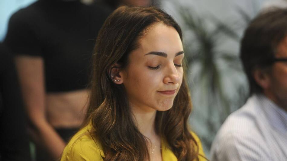 Conferencia de prensa de Thelma Fardin. Foto: Télam