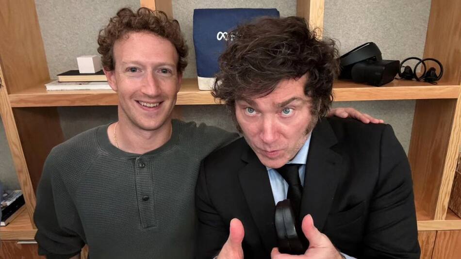 Mark Zuckerberg y Javier Milei. Foto: Instagram/javiermilei.