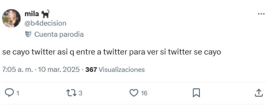 Memes tras la caída de la red social X. Foto: captura X.