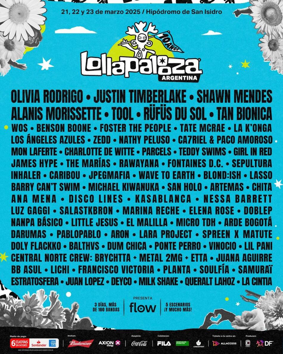 El line up del Lollapalooza 2025.