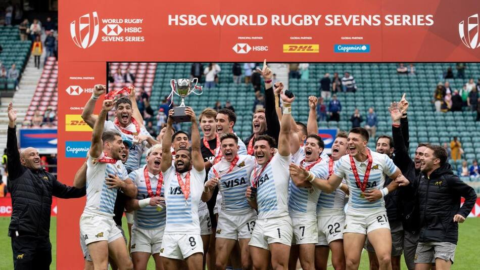 Los Pumas 7s, campeones en Londres. Foto: Twitter: @lospumas7arg.