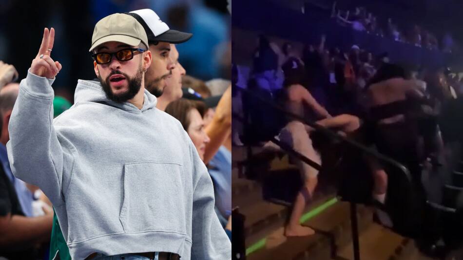 Violenta pelea en medio de un show de Bad Bunny. Foto: Reuters - captura video.