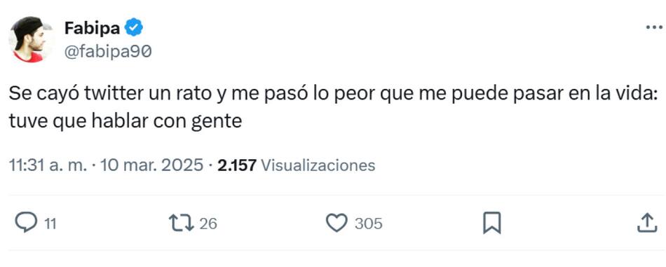 Memes tras la caída de la red social X. Foto: captura X.