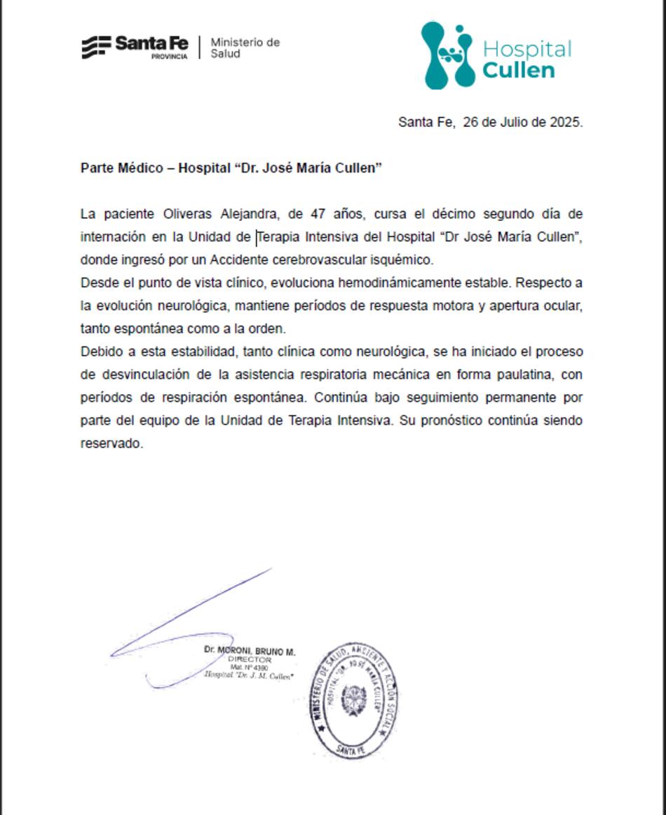 Parte médico de la Locomotora Oliveras