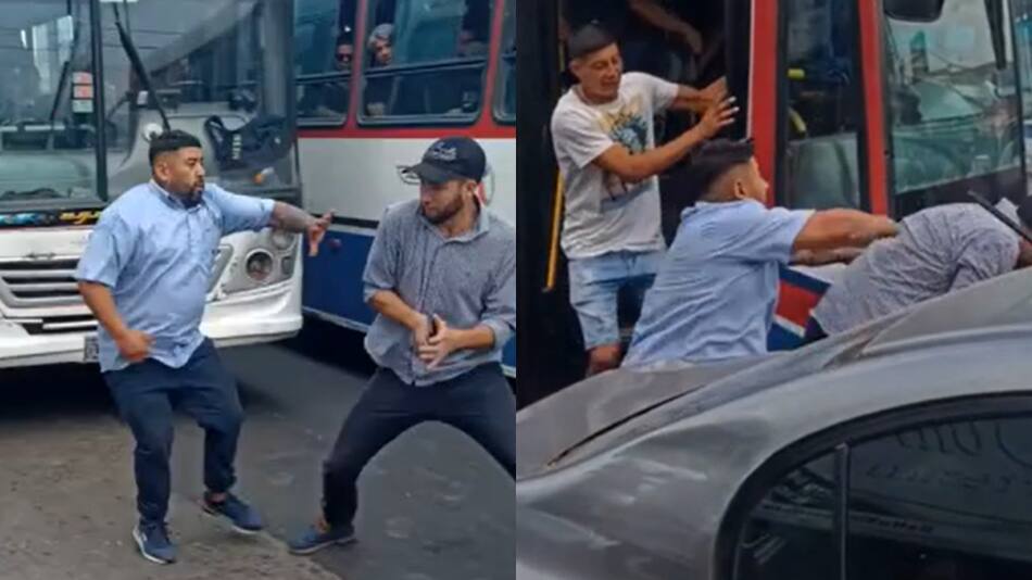 Pelea de un chofer de la línea 620. Foto: captura videos.