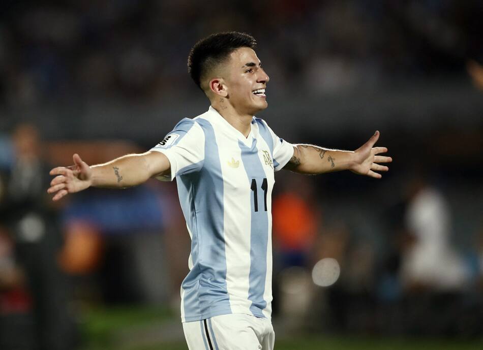Thiago Almada, Uruguay vs Argentina. Foto: Reuters/Andres Cuenca