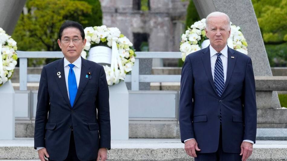 Joe Biden junto al primer Ministro de Japón, Fumio Kishida, en la cumbre del G7 en Hiroshima. Foto: Reuters.