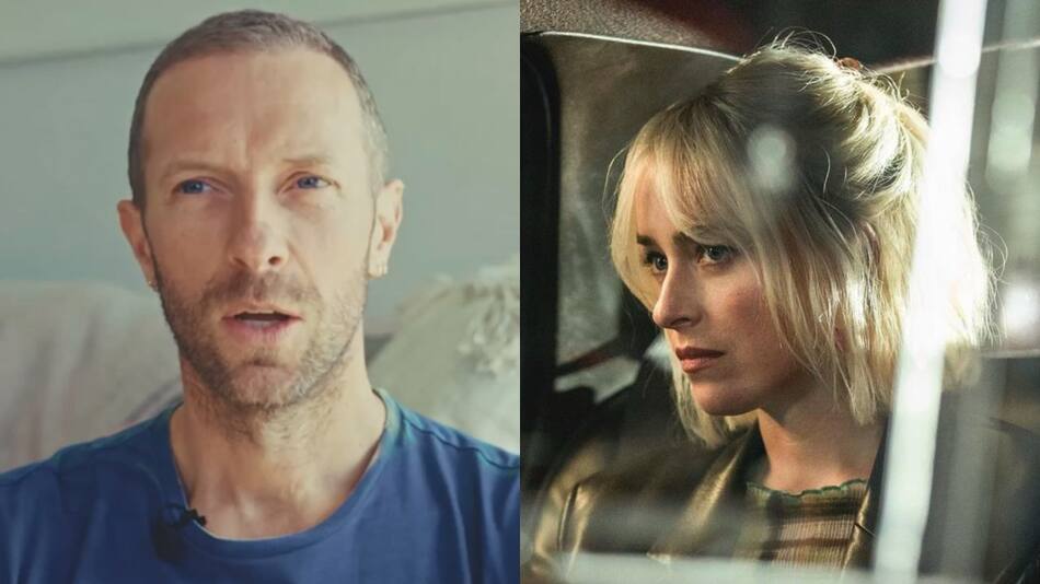 Chris Martin y Dakota Johnson. Fotos: Instagram.