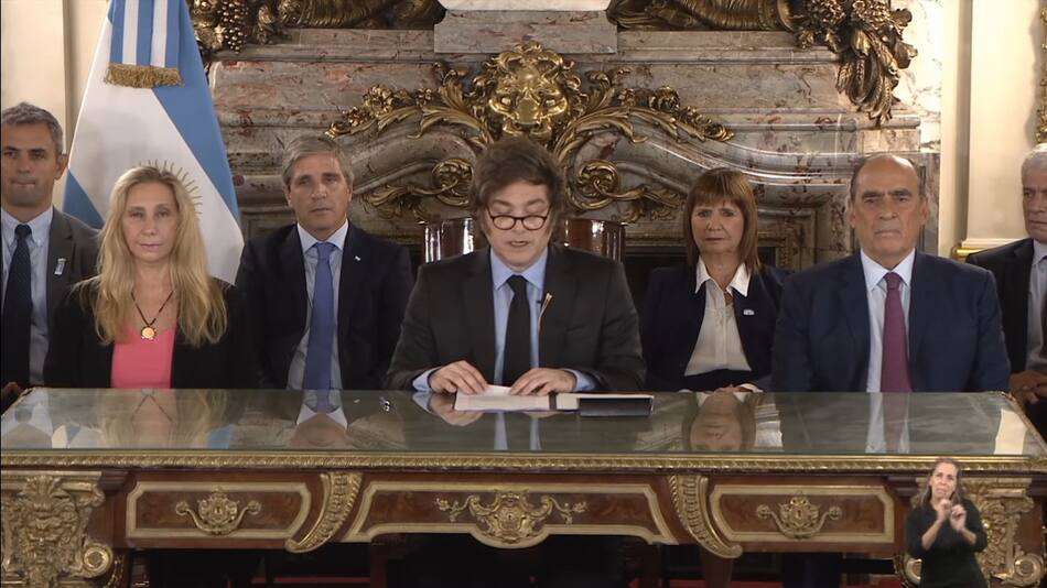 Cadena nacional de Javier Milei. Foto: Captura