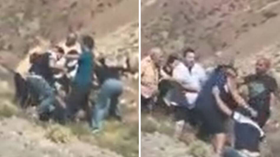 Violenta pelea en el Paso Internacional Cristo Redentor. Foto: captura de video.
