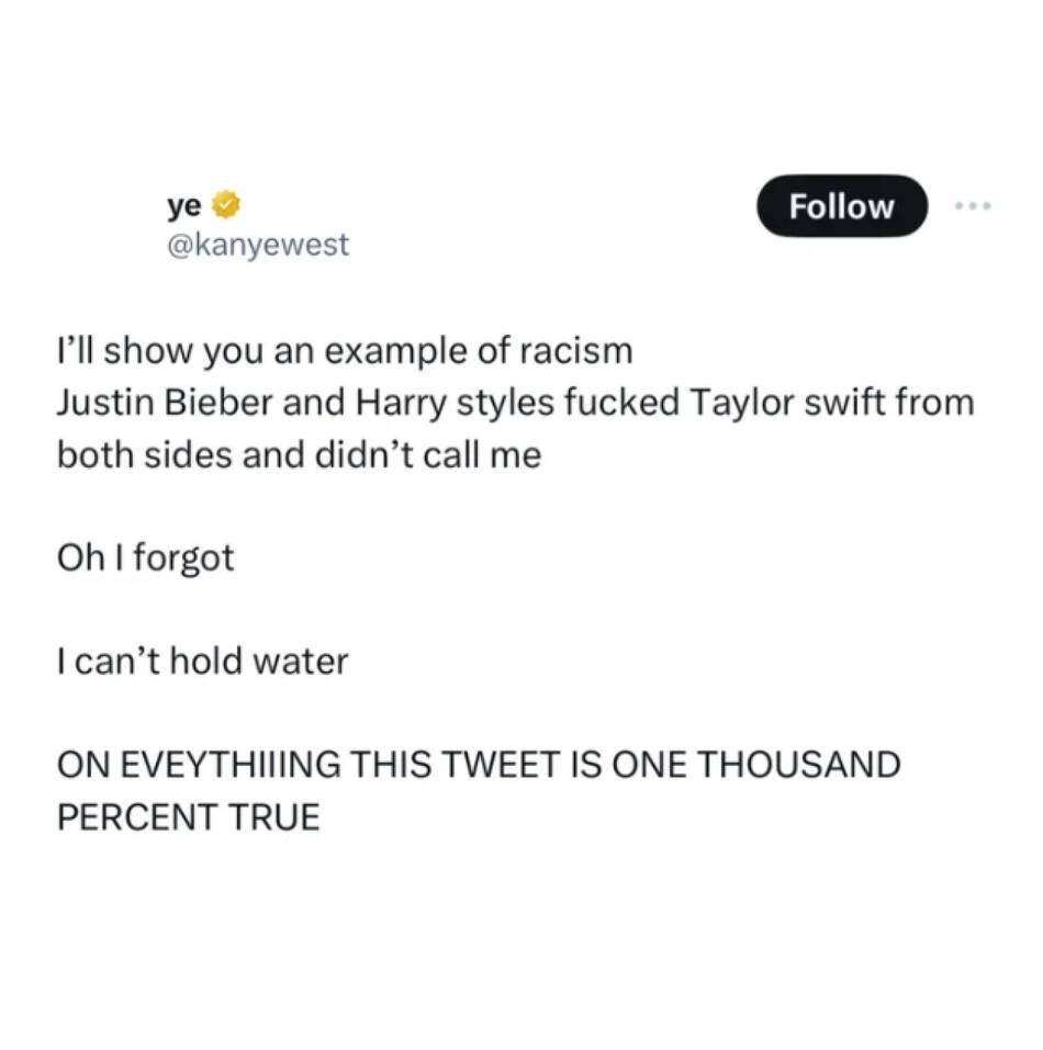 Tweets polémicos de Kanye West contra Taylor Swift, Harry Styles y Justin Bieber. Foto: X / @kanyewest.