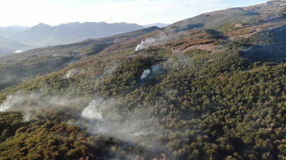 Incendio en el Parque Nacional Los Alerces. Foto: Télam.