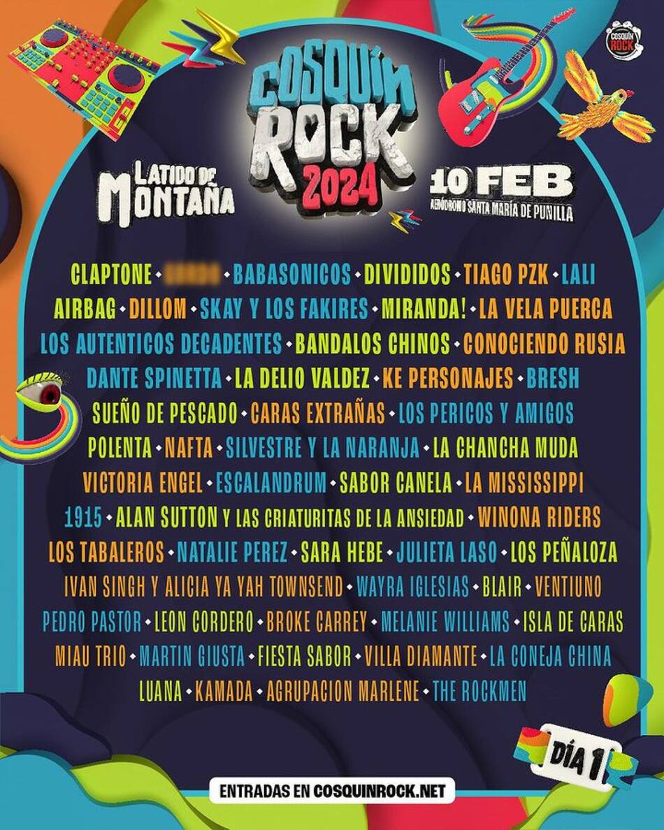 Grilla Cosquín Rock. Foto: Instagram.