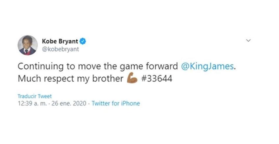 El último mensaje de Kobe Bryant en Twitter