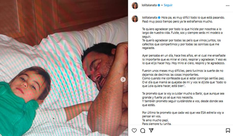 El emotivo mensaje de Lola Lanata. Foto captura Instagram