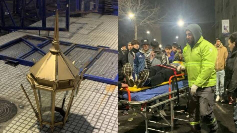 Festejaba el triunfo de Argentina, se subió a una farola y terminó internado. Foto: X