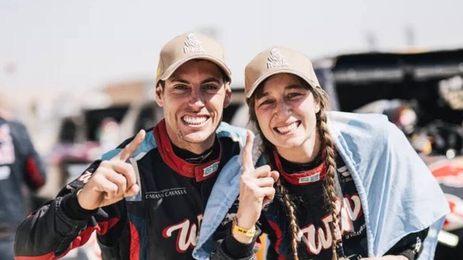 Nicolás Cavigliasso y Valentina Pertegarini en el Dakar 2025. Foto: NA.