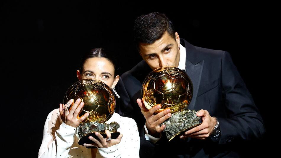 Rodri y Aitana Bonmatí, los ganadores del Balón de Oro. Foto: Reuters.