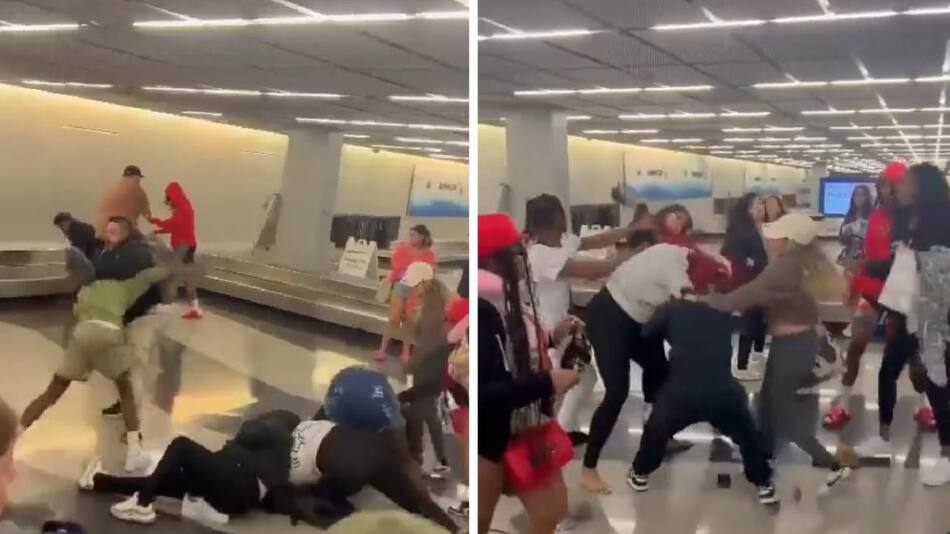 Batalla campal en un aeropuerto de Estados Unidos. Foto: Captura de Pantalla.