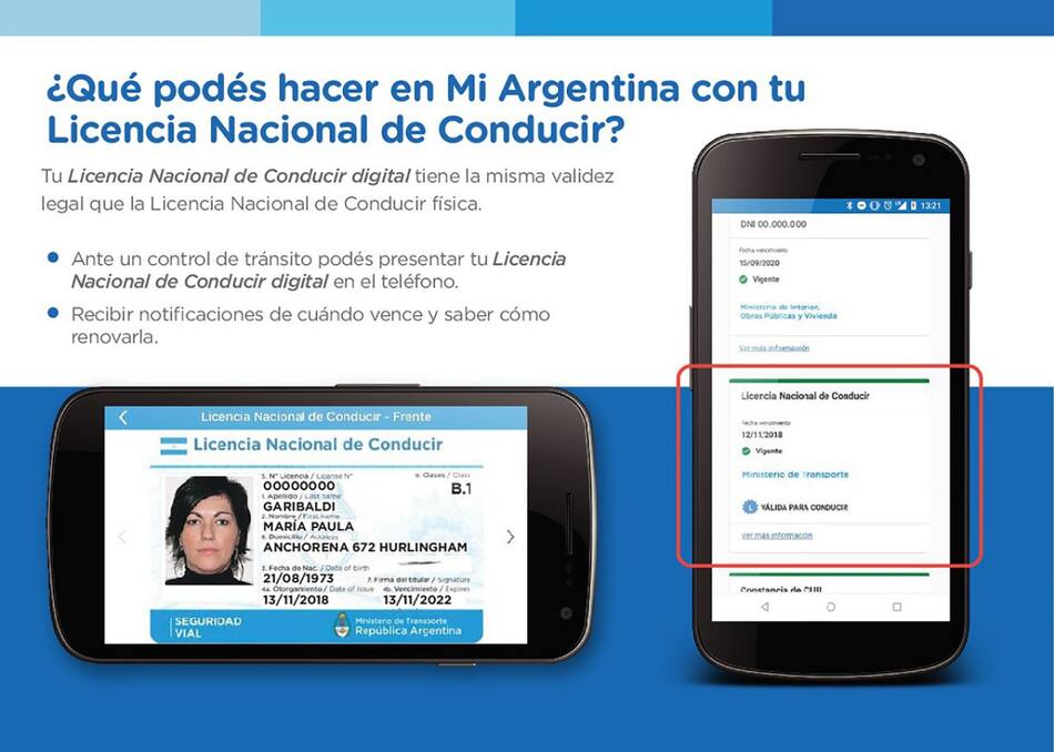 La Licencia Nacional de Conducir en la app Mi Argentina. Foto: argentina.gob.ar