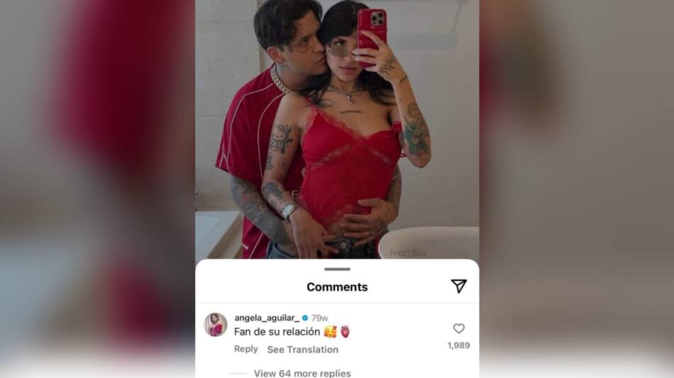 El comentario de Ángela Aguilar en una publicación de Cazzu. Foto: Instagram.