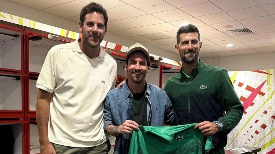 Lionel Messi, Juan Martín Del Potro y Novak Djokovic. Foto: redes sociales.